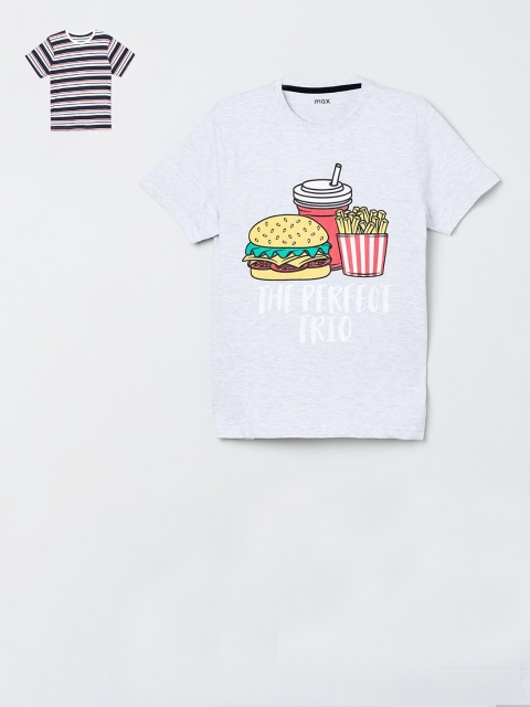 

max Pack of 2 Boys Multicoloured Printed Round Neck T-shirt, Multi