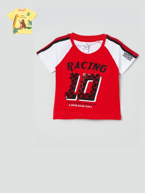 

max Boys Yellow & Red Pack of 2 Cotton Printed T-shirt