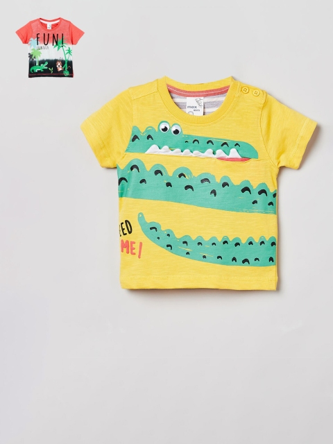 

max Boys Multicoloured Pack of 2 Cotton Printed T-shirts, Multi