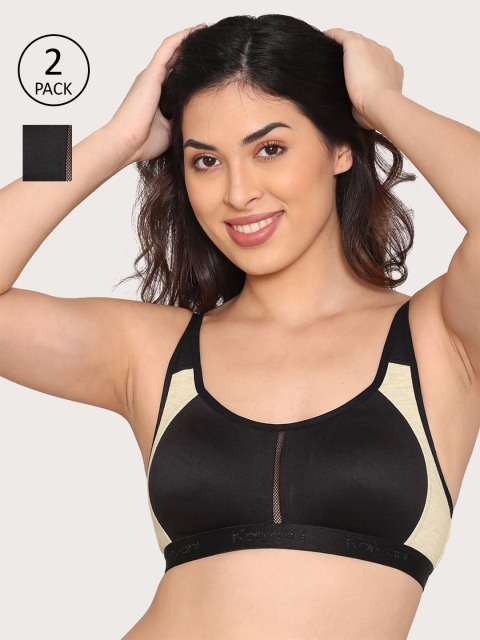 

Kalyani Pack of 2 Black Solid Non-Wired Non Padded Everyday Bras 2201