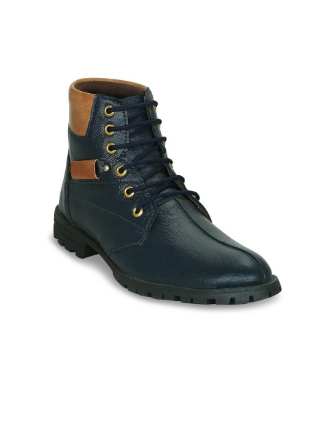 

Get Glamr Men Navy Blue Colourblocked Flat Boots