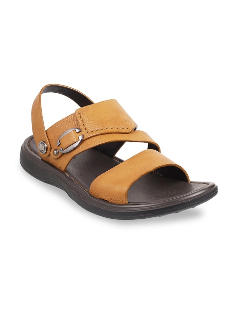 

DAVINCHI Men Tan Brown Leather Comfort Sandals