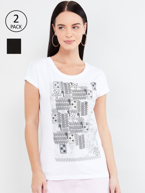 

max Women Black & White Pack of 2 Printed Tops