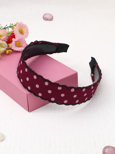 

The Magic Wand Maroon Lace Polka Dot Hairband