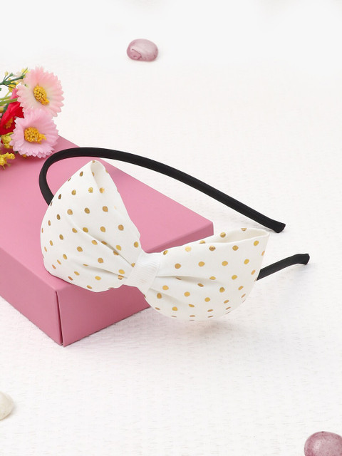 

The Magic Wand White & Golden Polka Dot Printed Bow Hairband