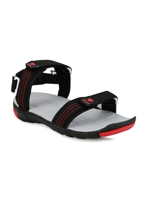 

Campus Men Black & Red Solid Sports Sandals