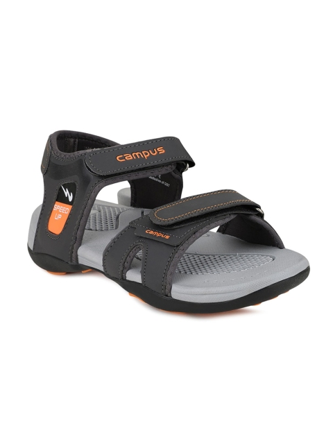 

Campus Men Grey Solid Sports Sandals