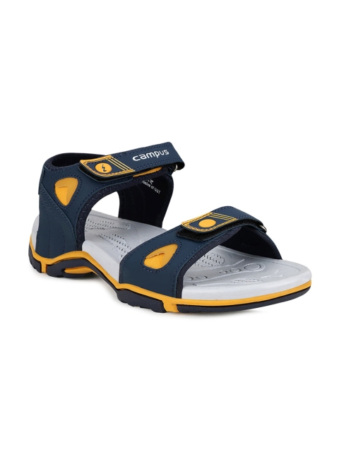 

Campus Men Mustard Yellow & Navy Blue Solid Sports Sandals