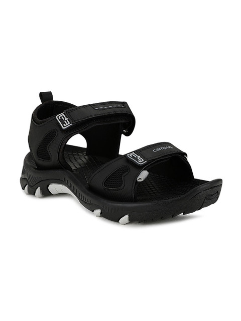 

Campus Men Black & White Solid Sports Sandals
