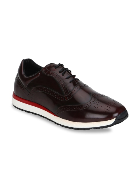 

Aditi Wasan Men Burgundy Perforations Leather Brogues