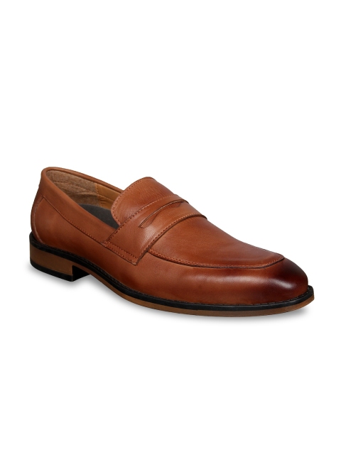 

Aditi Wasan Men Tan Brown Solid Leather Semi Formal Penny Loafers