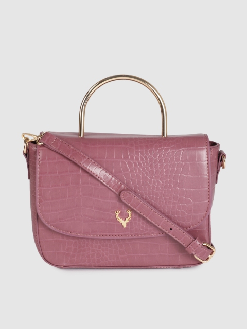 

Allen Solly Pink Croc Textured Satchel
