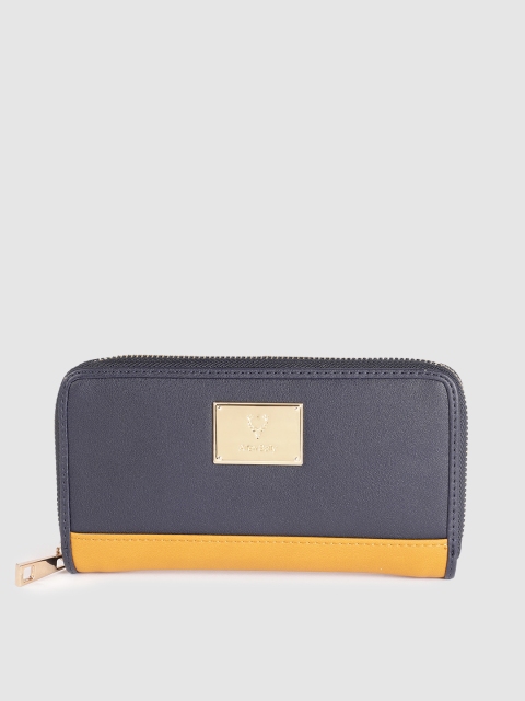 

Allen Solly Women Navy Blue & Tan Brown Solid Zip Around Wallet