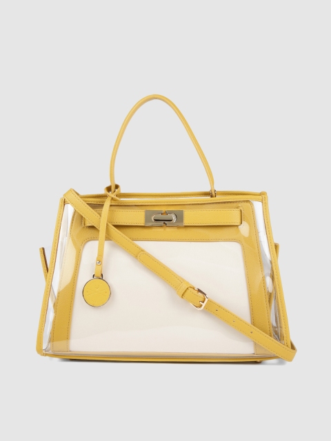 

Allen Solly Mustard Yellow & Off-White Colourblocked Handheld Bag