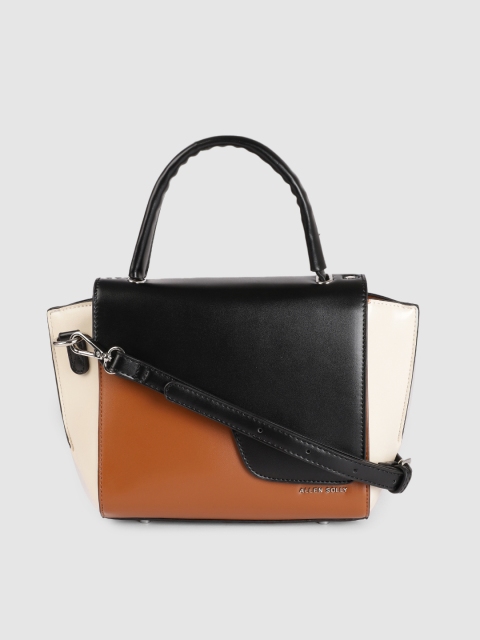 

Allen Solly Black & Brown Colourblocked Satchel