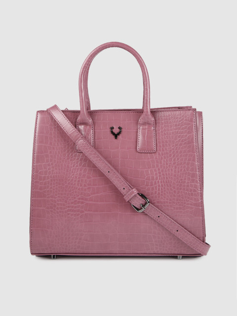

Allen Solly Pink Croc Textured Handheld Bag