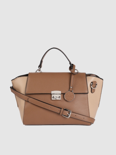 

Allen Solly Brown & Cream-Coloured Colourblocked Satchel
