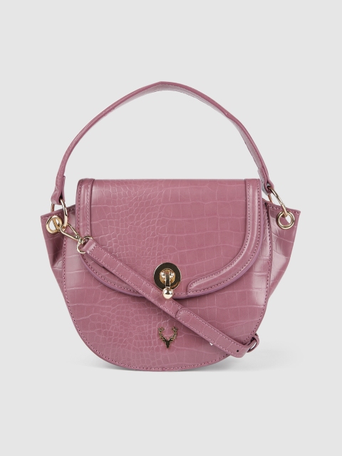 

Allen Solly Pink Croc Textured Satchel