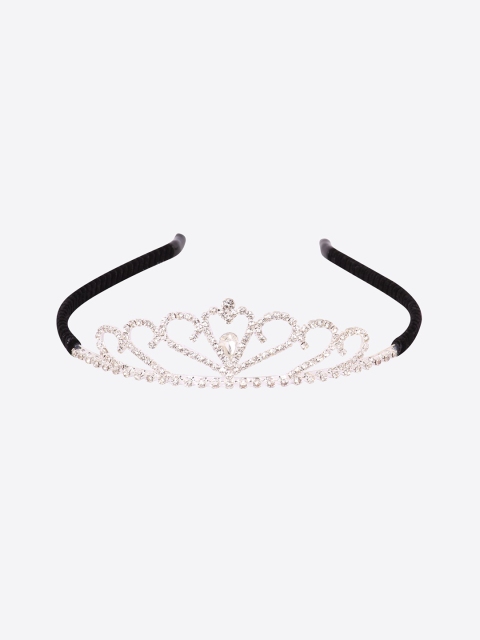 

CUTECUMBER Girls Black & Silver-Toned Crown Hair Band