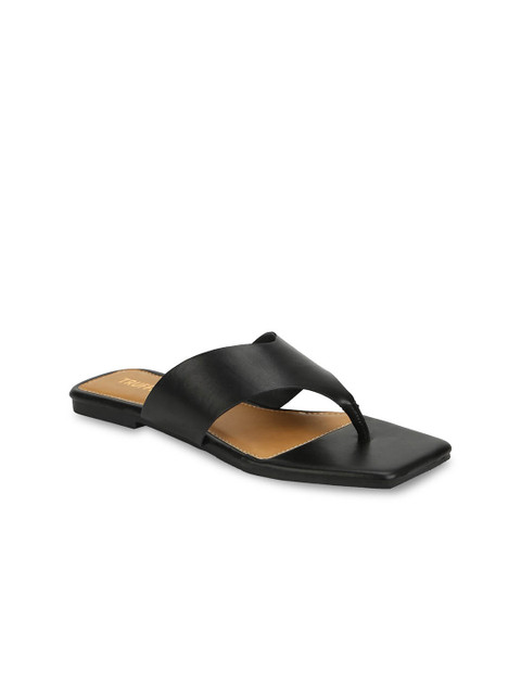 

Truffle Collection Women Black Solid PU Open Toe Flats