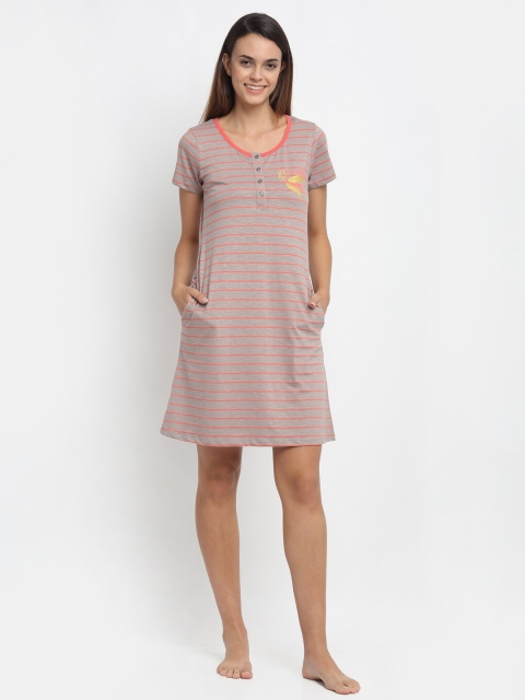 

Global Republic Grey & Coral Striped Nightdress