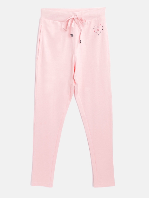 

Sweet Dreams Girls Pink Solid Cotton Lounge Pants with Printed Detail