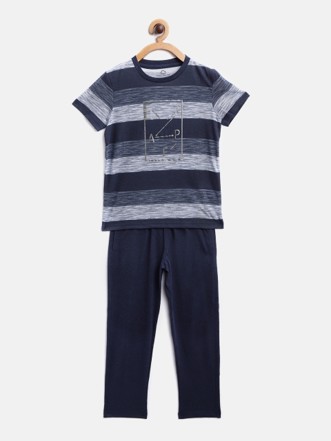

Sweet Dreams Boys Navy Blue & White Striped Night suit with Grindle Effect