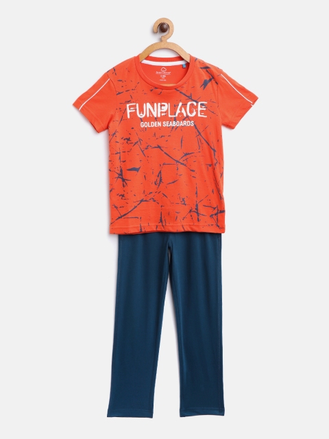 

Sweet Dreams Boys Red & Navy Blue Pure Cotton Printed Night Suit