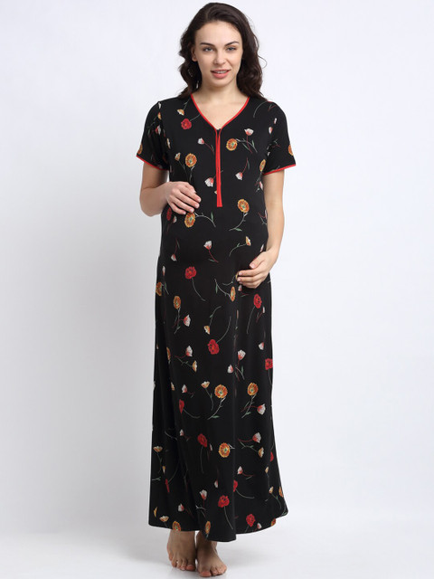 

Tiara Black & Red Printed Maternity Nightdress