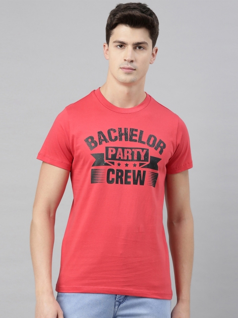 

QUANCIOUS Men Coral Printed Round Neck Sustainable T-shirt