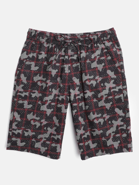 

Sweet Dreams Boys Black & Grey Cotton Camouflage Printed Lounge Shorts
