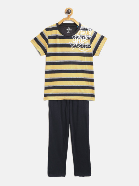 

Sweet Dreams Boys Yellow & Navy Blue Striped Night Suit