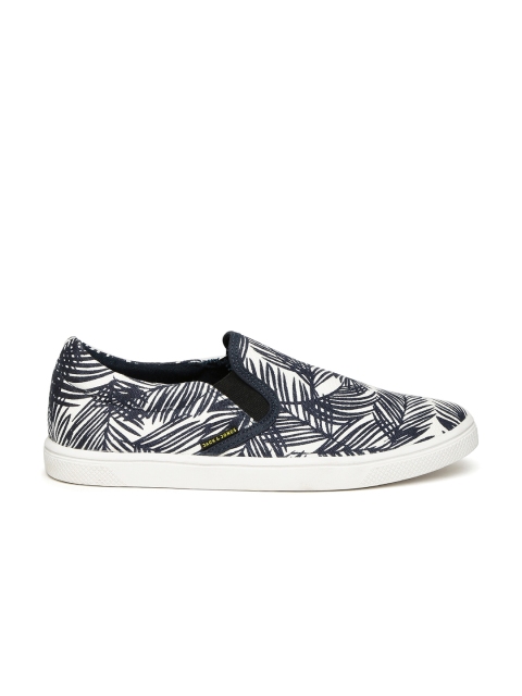 

Jack & Jones Men Navy & White Printed Slip-On Sneakers, Navy blue