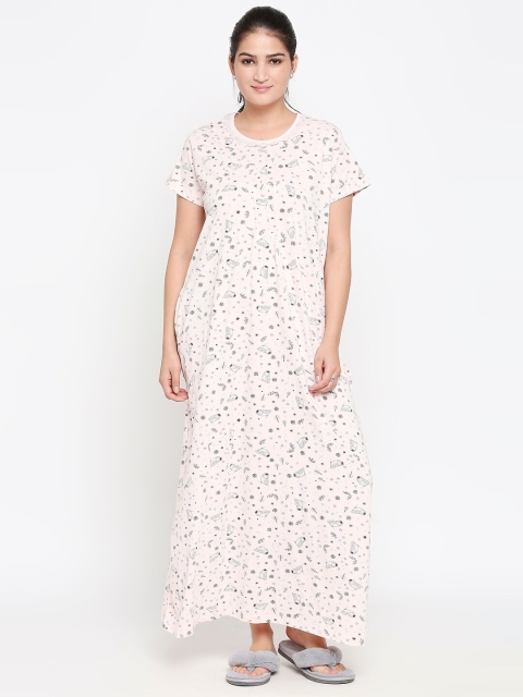 

XIN Pink & Black Printed Nightdress