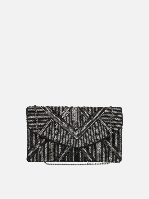 

Aditi Wasan Black & Grey Embellished Purse Clutch