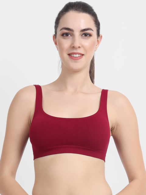 

Beau Design Maroon Solid Non-Wired Non Padded Workout Bra PCBD-SB-MR