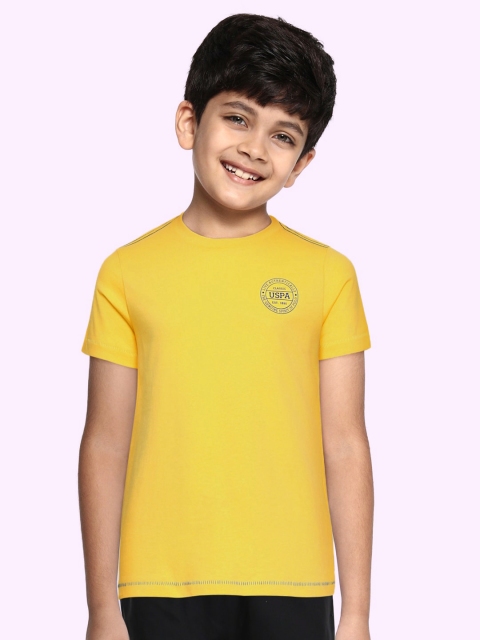 

U.S. Polo Assn. Kids Boys Yellow Solid Pure Cotton Lounge T-shirt