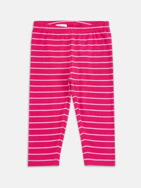 

Pantaloons Infant Girls Pink & White Striped Cotton Ankle-Length Leggings