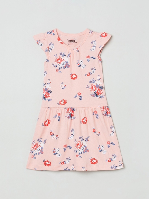 

max Girls Peach-Coloured & Red Printed Nightdress