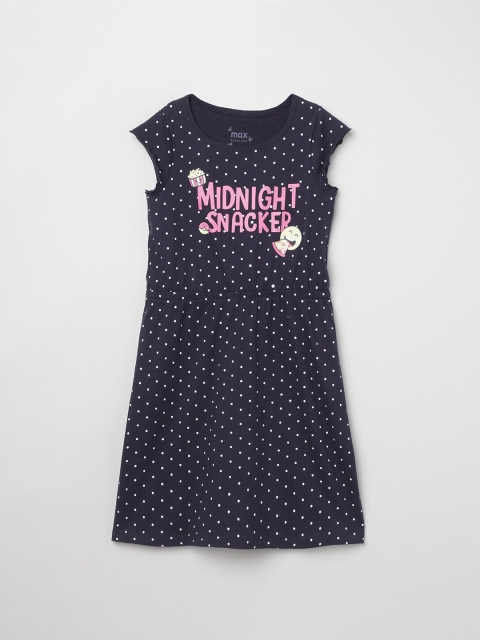 

max Girls Blue & Pink Printed Nightdress