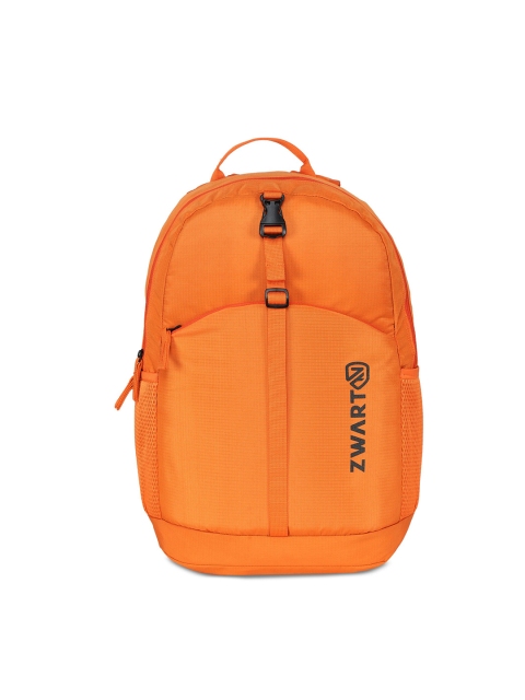 

Zwart Unisex Orange & Black Typography Backpacks with Compression Straps