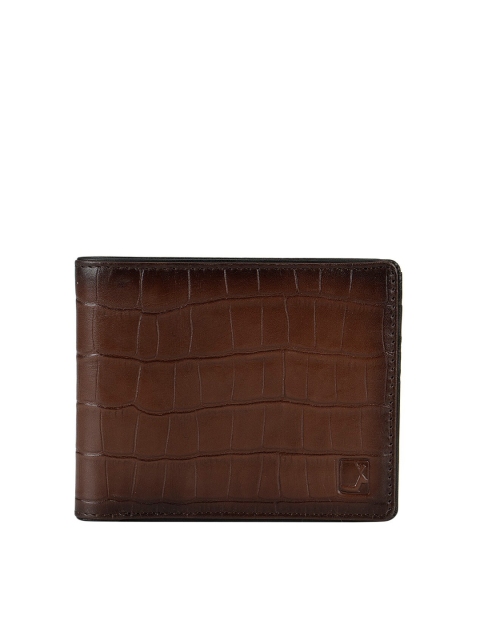 

Da Milano Men Brown Textured Two Fold Leather Wallet