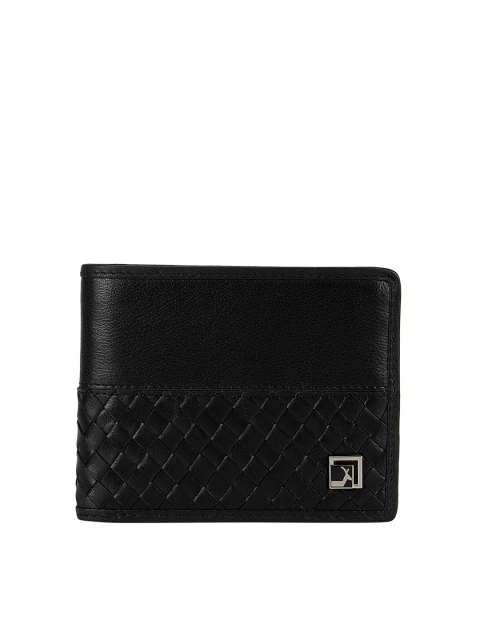

Da Milano Men Black Textured RFID Two Fold Wallet