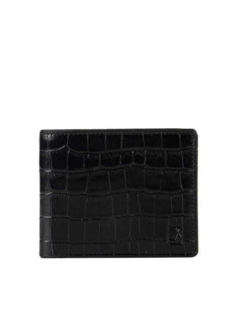 

Da Milano Men Black Textured Leather Two Fold Wallet