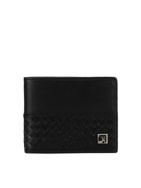 

Da Milano Men Black Solid Leather RFID Two Fold Wallet