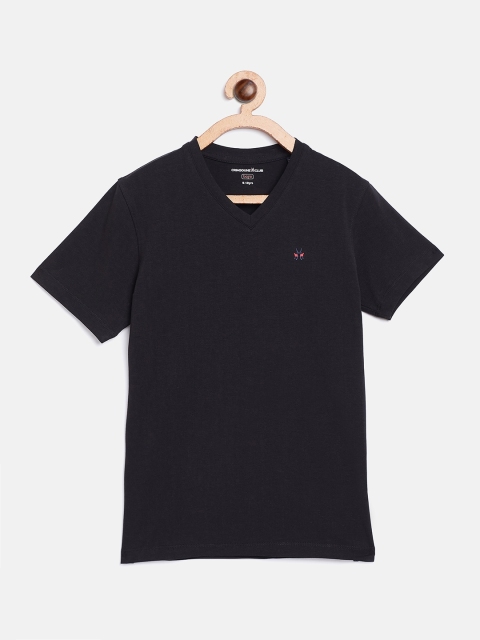 

Crimsoune Club Boys Navy Blue Solid V-Neck T-shirt