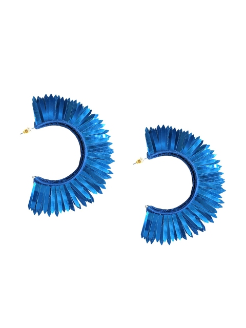 

Foxy Sperks Blue Contemporary Half Hoop Earrings
