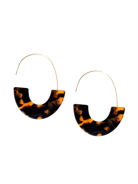 

Foxy Sperks Brown Contemporary Half Hoop Earrings