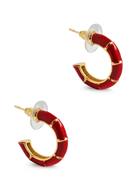 

Foxy Sperks Red Contemporary Half Hoop Earrings