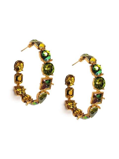 

Foxy Sperks Green & Gold-Toned Contemporary Hoop Earrings